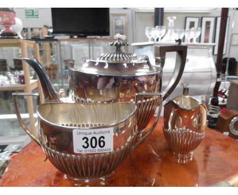 A 3 piece silver plated tea service.