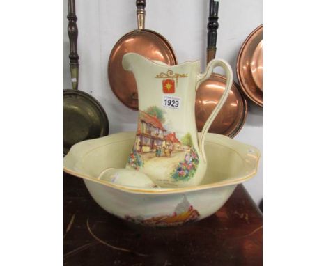 An 'Old English Inns' jug and basin set.