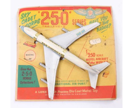 Lone Star 2-5-0 Series 1/250 scale diecast model of a Boeing 707, housed on the original backing card, 