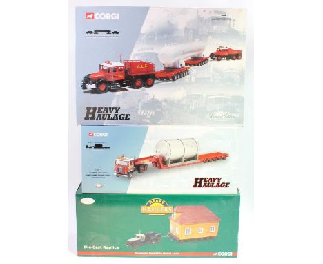 A Corgi Heavy Haulage and Heavy Haulers 1/50 scale road transport and load diecast group, three boxed as issued examples to i