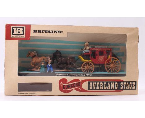 Britains Set 7615, Concord Overland Stage, 1st Issue that dates 1964 comprising of 4 Horse Team, Stagecoach, 2 Passengers, 1 