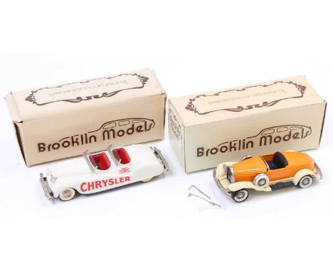 Brooklin Models 1/43rd scale boxed models to include, No. 8A Chrysler Newport Indy Pace Car and No. 12 Hudson Greater 8 - the