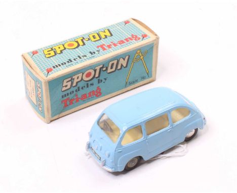 Spot On Triang No.120 Fiat Multipla, light blue body with cream interior, spun hubs, in the original card box (VG-BVG)