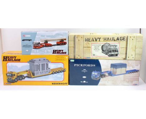 A Corgi Heavy Haulage 1/50 scale road transport diecast group, four boxed as issued gift sets to include Ref. Nos. CC11802, C