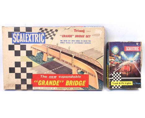 Scalextric slot cars 2 boxed sets comprising No. MM / A229 "Grande" Bridge Set which appears complete apart from the instruct