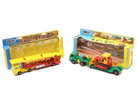 Matchbox Lesney King Size boxed group of two consisting of K11 DAF Car Transporter in yellow and orange with "DAF" labels to 