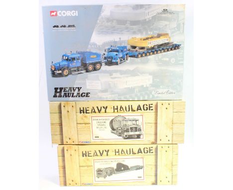 A Corgi Heavy Haulage 1/50 scale boxed diecast group, three examples all appear as issued to include a Pickfords No. CC12507 