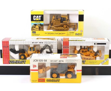 Joal Compact and Norscott mixed scale boxed earth moving equipment group of 4 to include, No. 220 Caterpillar D-10 Chain Trac
