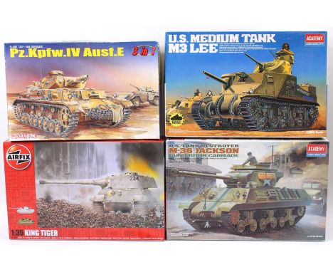 Airfix, Academy and Dragon 1/35th scale Tank kits to include, Airfix King Tiger Tank, Academy U.S. Tank Destroyer M-36 Jackso