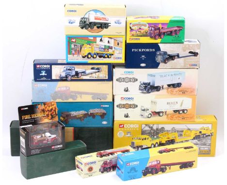 15 various boxed Corgi Classics and Fire Heroes mixed scale road transport and emergency services group, to include Pickfords