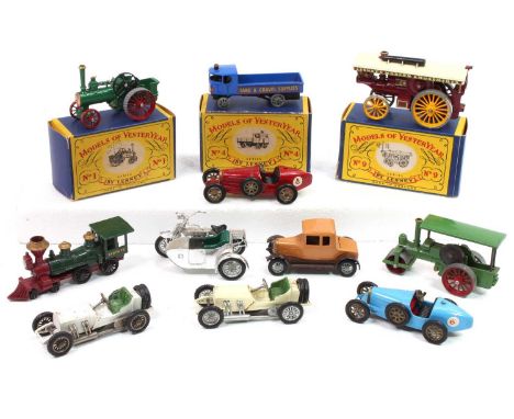 A collection of Matchbox Lesney Models of Yesteryear with 3 boxed examples - Y1 Allchin Traction Engine, Y4 Sentinel Steam Wa