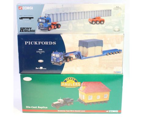 A Corgi Heavy Haulage and Heavy Haulers 1/50 scale road transport group, three examples to include a IR Dunkerley No. 76802 g