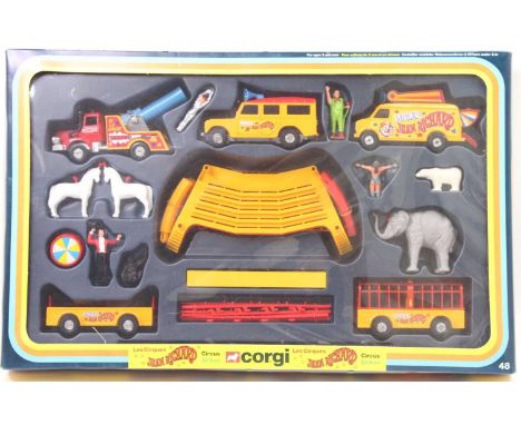 Corgi Toys Gift Set GS48 "Jean Richard Pinder" Circus Gift Set to include Land Rover, Mobile Booking Office, Human Cannon; 2 