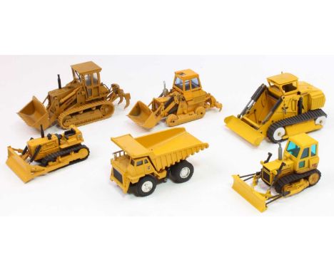 Six various loose construction-related diecast vehicles by Shinsei, NZG, and others, examples to include an Old Cars Fiat All