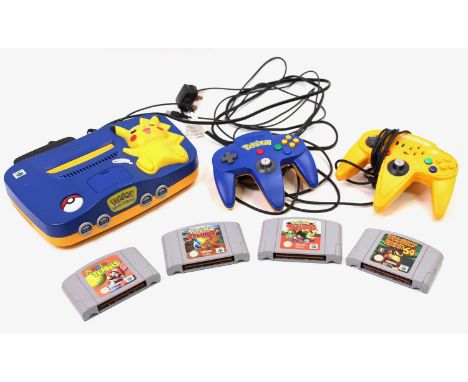 Nintendo 64 Console and Game group to include Pokémon Pikachu Edition Nintendo 64 console, with matching controller, 4 games 