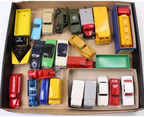 One tray containing a quantity of repainted Dinky Toys to include, No. 675 Ford Sedan Army Staff Car, No. 480 Bedford "Kodak"