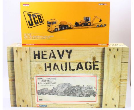 A Corgi Heavy Haulage 1/50 scale road transport diecast group to include a No. CC12305 Eddie Stobart Ltd Scammell Contractor 