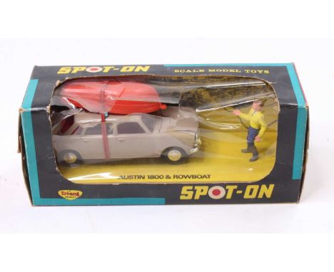 Spot On No.410 Austin 1800 with Rowboat, light brown with red interior with grey steering wheel, orange plastic boat, with fi