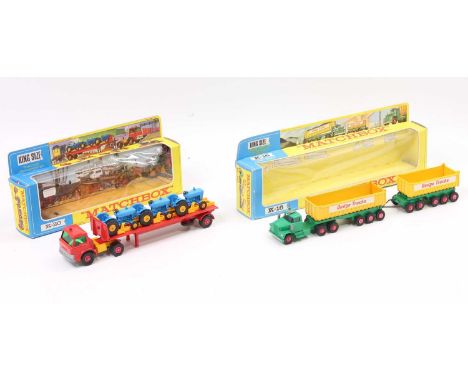 Matchbox Lesney King Size boxed group of 2 - K16 Dodge Tractor with Twin Tippers finished in green with yellow tippers and "D