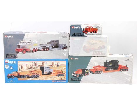 A Corgi Toys Heavy Haulage 1/50 scale road transport diecast group, five boxed as issued examples, to include Ref. Nos. 17501