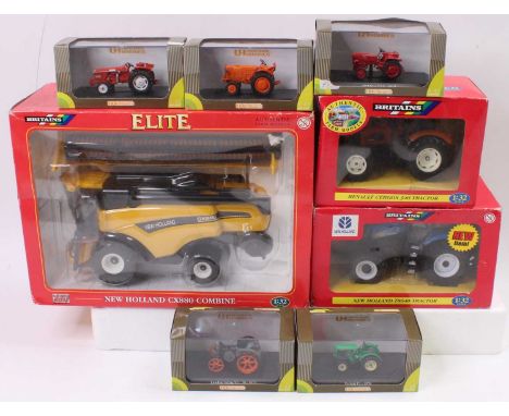 A Britains and Universal Hobbies 1/43 and 1/32 scale farming and agricultural diecast group, eight various examples to includ