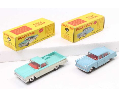 A Dinky Toys boxed diecast group to include a No. 449 Chevrolet El Camino pick-up truck, comprising of turquoise and white bo