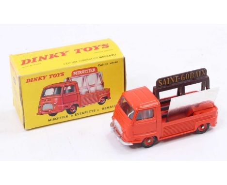 Dinky France, 564 Miroiter Estafette Renault, mirror truck, reddish orange, Saint Gobain livery, Miroitier plastic rack, one 