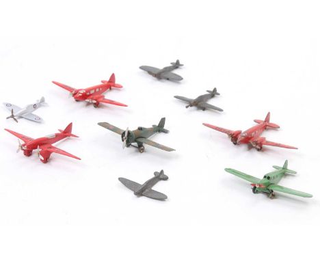 A small collection of Dinky Toys aircraft to include, No. 66D Torpedo Dive Bomber in camouflaged colours (a reissue of 60D Lo