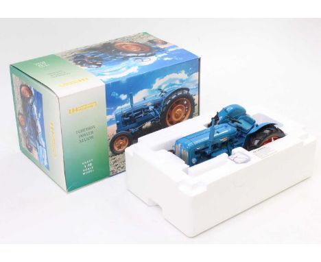 A Universal Hobbies No. UH2640U 1/16 scale diecast model of a Fordson Power Major tractor finished in blue with orange hubs