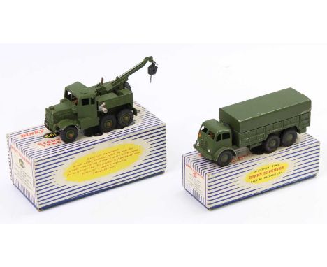 Dinky Toys Military models, 2 examples comprising No. 661 Scammell Recovery Tractor (VGNM-BVG), and No. 622 10 Ton Army Truck