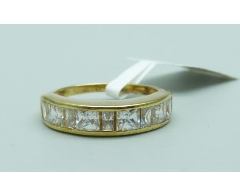 A silver gilt Swarovski Zirconia ring, R