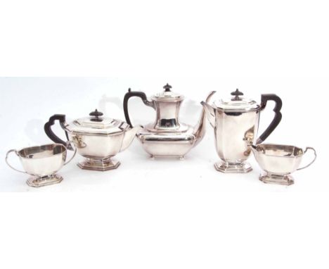 Mixed Lot: comprising an electro-plated four piece tea set comprising tea pot, hot water pot, sugar basin and milk jug, each 