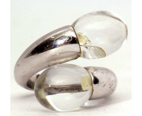 Baccarat clear Tantation Duo crystal sterling ring, in original red baccarat box