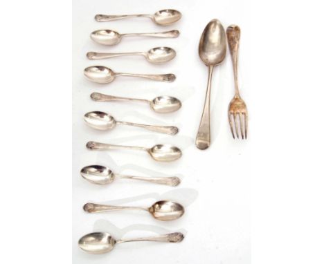 Mixed Lot: comprising ten Queen Anne pattern tea spoons, length 11cm, Sheffield 1920, maker's mark L&amp;B, together with a m