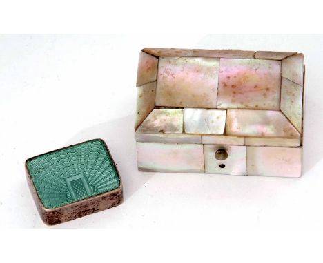 Mixed Lot: comprising a late 19th century mother of pearl mounted sewing compendium modelled in the form of a casket with hin