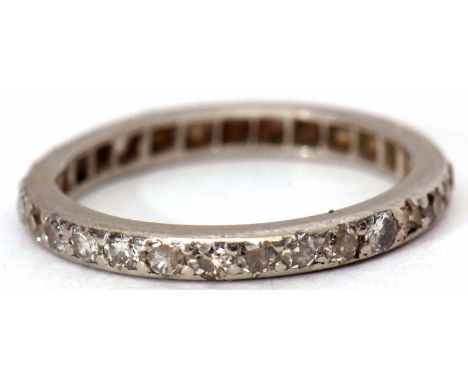Precious metal and diamond full eternity ring, a continuous band of small single cut diamonds, size J/K