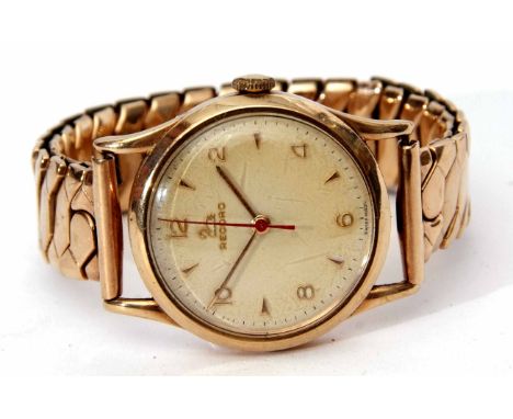 Third quarter of 20th century 9ct gold centre seconds wrist watch, Rekord, 022-18, the Swiss 16-jewel movement to a signed an