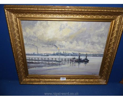 An Oil on board of Southampton Water by R. Allen