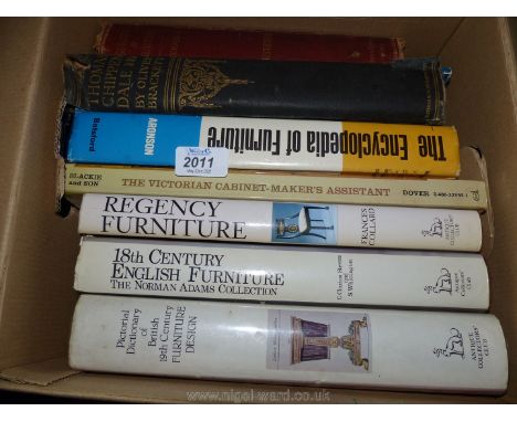 Quantity of books: 'Thomas Chippendale History of Furniture', 'Regency Furniture' etc.