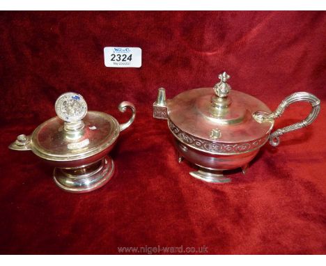 A plated 1908 Officers Mess cigar lighter by C &amp; Co. plus one other.