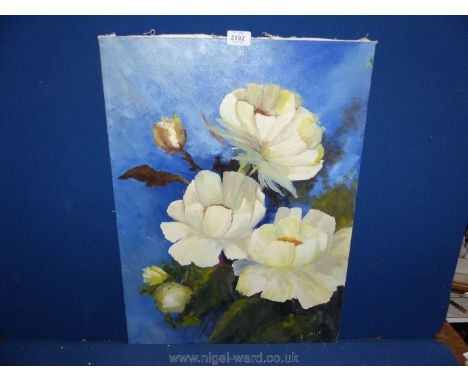 A R. Welsh Oil on canvas unframed of Flowers, 18'' x 24''.