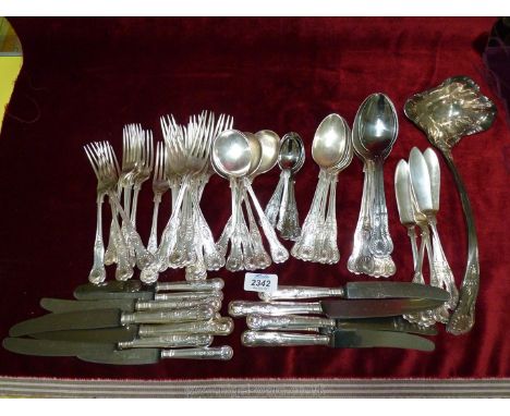 A quantity of Kings Pattern cutlery including breakfast spoons, dessert spoons, forks and ladle etc.