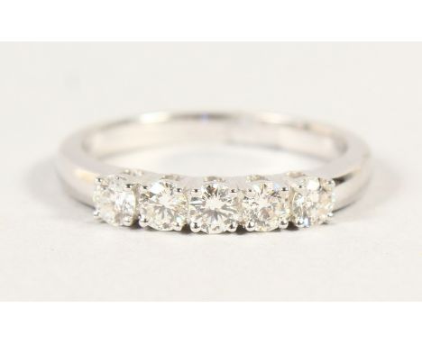 AN 18CT WHITE GOLD FIVE STONE DIAMOND RING OF 1/2 ct approx.