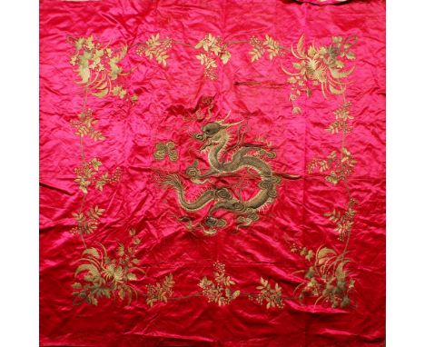 A FINE SILVER THREAD ORIENTAL CLOAK with dragon.