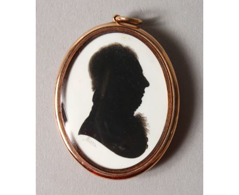 19TH CENTURY ENGLISH SCHOOL, MINIATURE PORTRAIT SILHOUETTE OF A GENTLEMAN. 1.5ins x 1in.