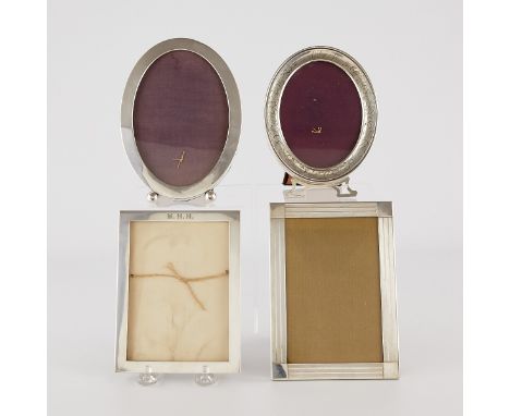 Group of four sterling silver picture frames including two Tiffany &amp; Co. frames. Each marked along the the frame. Three w