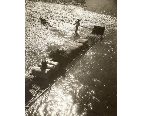 Chin San Long (Lang Jingshan) (Chinese, 1892-1995). Photograph titled "The Raft," executed in 1930, depicting a woman steerin