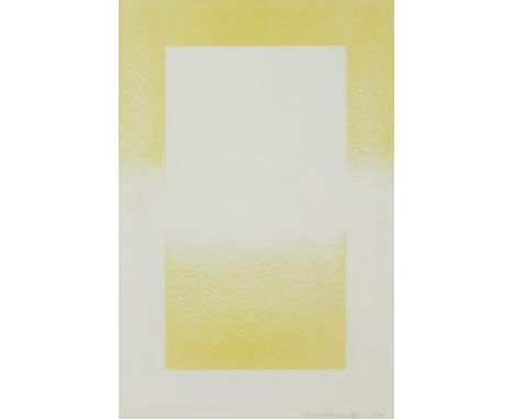 Richard Anuszkiewicz (American, 1930-2020). Lithograph on paper titled "Yellow Reversed" depicting a geometric abstract compo