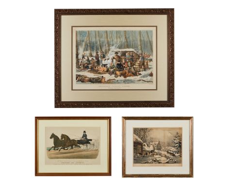 Currier and Ives, United States. Group of three lithographs including:Arthur Fitzwilliam Tait (American/British, 1819-1905). 