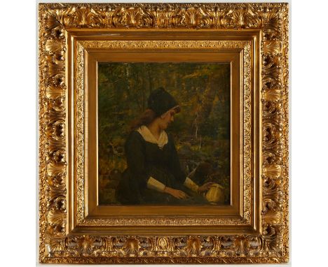 Stephen Arnold Douglas Volk (American, 1856-1935). Oil on canvas painting depicting a portrait of a woman. Signed along the l